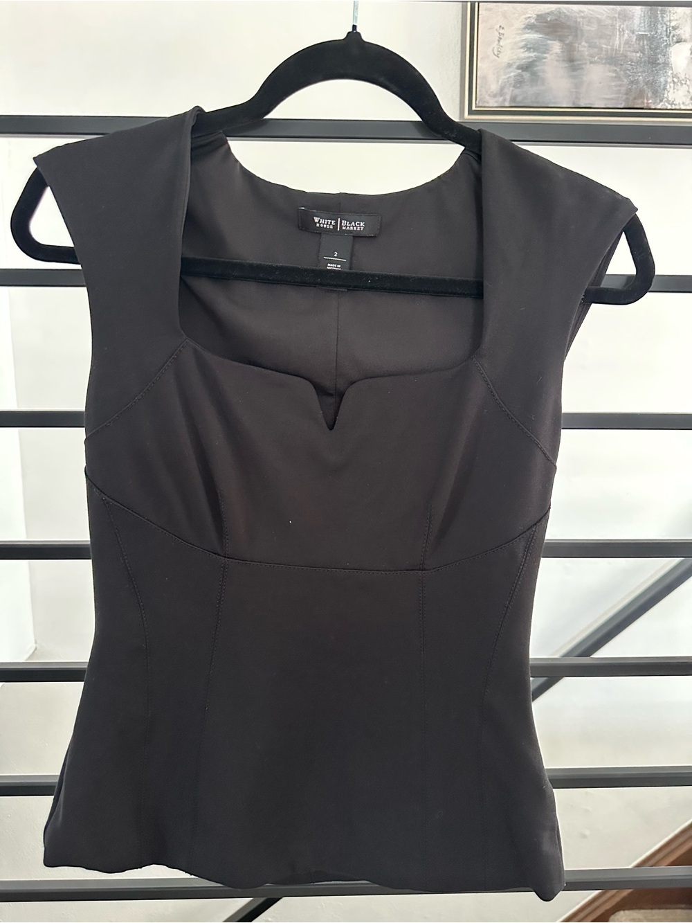 White House Black Market Black Cap Sleeve Top 2